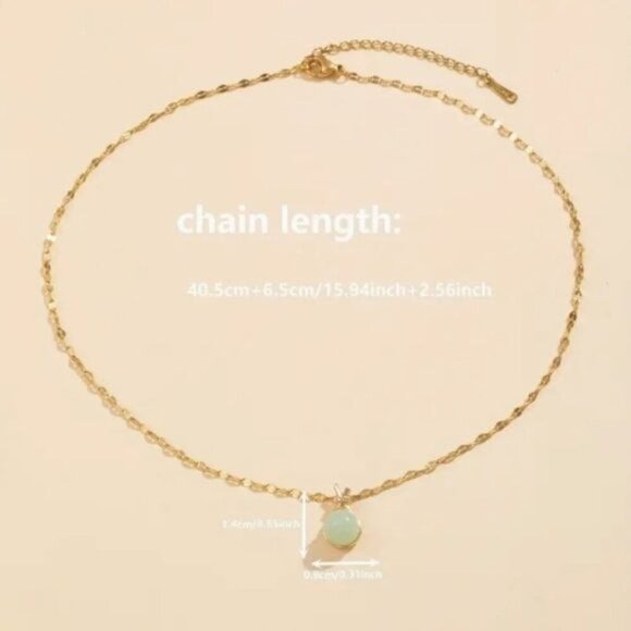 18k Gold Plated Stainless Steel Jade Gemstone Necklace - Picture 6 of 6